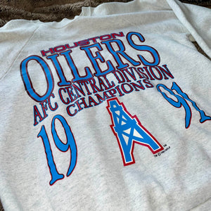 1991 Houston Oilers AFC Central Champs Crewneck Sweater (Grey)