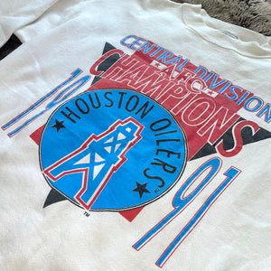 1991 Houston Oilers AFC Champions Crewneck Sweater (White)