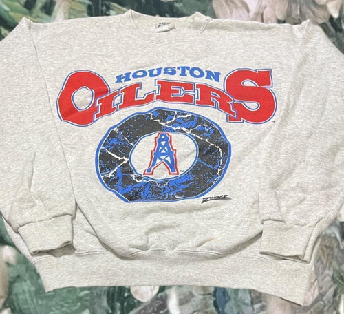 1990s Houston Oilers Zubaz Crewneck Sweater (Grey)