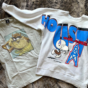 1990s Houston Oilers Peanuts Snoopy Crewneck (Grey)