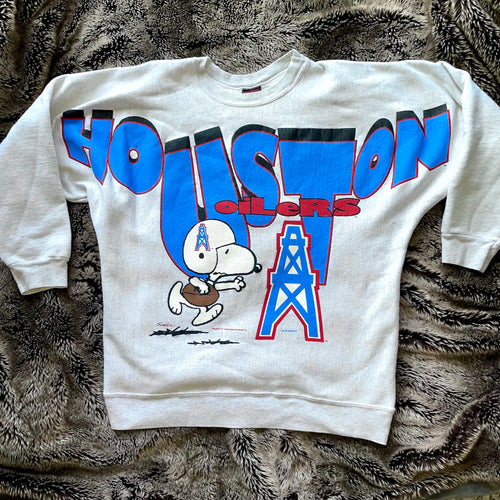 1990s Houston Oilers Peanuts Snoopy Crewneck (Grey)