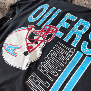 1991 Houston Oilers Crazy Print Logo Tee