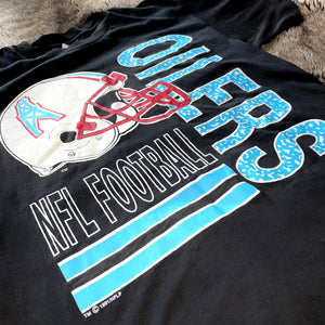 1991 Houston Oilers Crazy Print Logo Tee