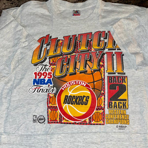 Rockets 1995 Clutch City II “Back 2 Back” Tee (Grey)