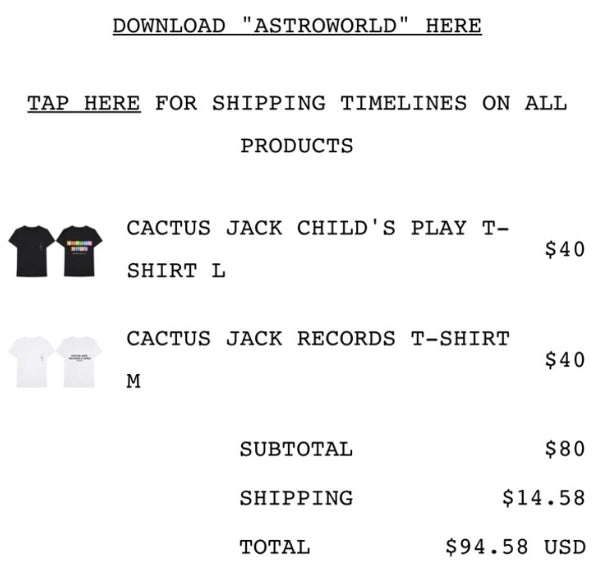 Cactus Jack Letters White T-Shirt - Shop Now