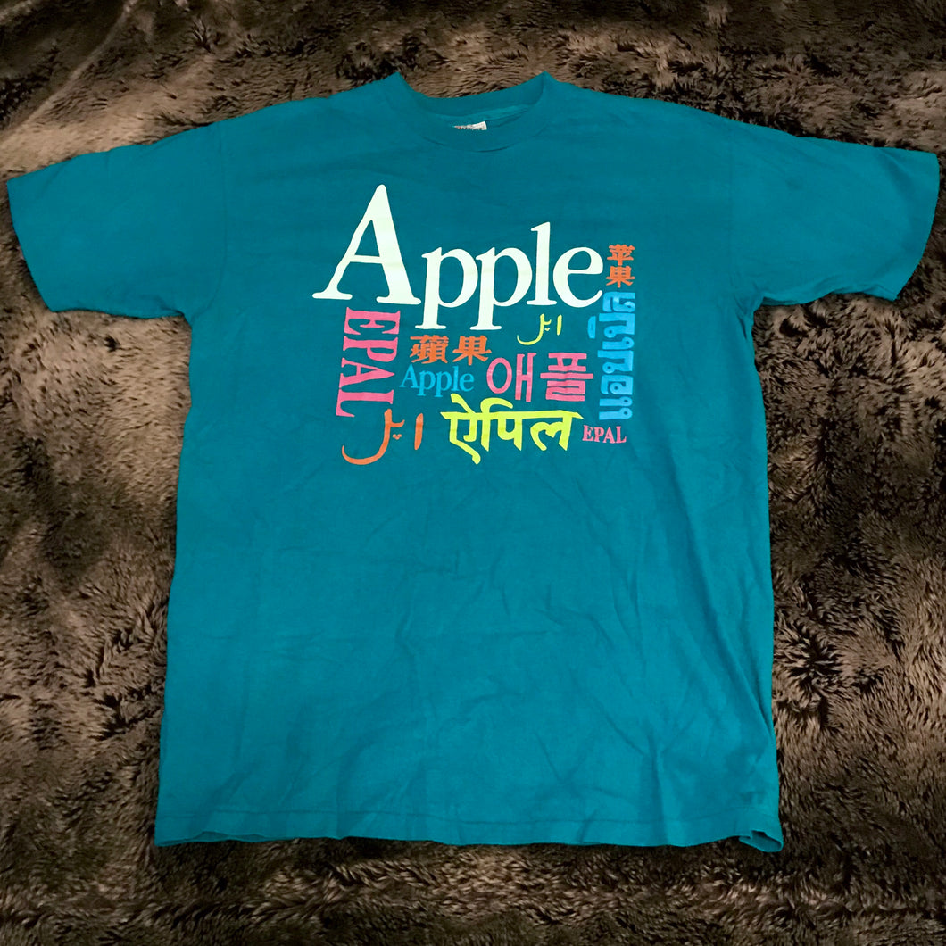 Apple Single Stitch 1990s Logo Tee (Teal)